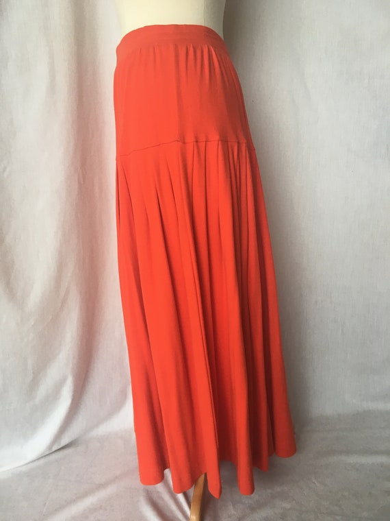 Vintage 90’s Orange Knit Pleated Maxi Skirt - image 4