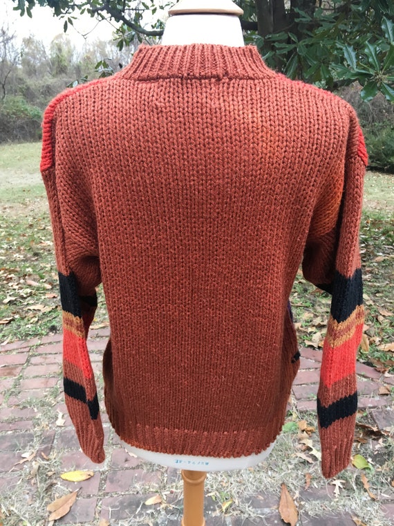 Vintage 80’s Abstract Design Rust Multi-Color Lon… - image 5