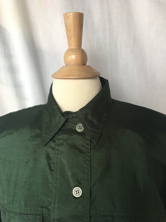 Vintage 90’s Silky Dark Green Blouse by Josephine - image 2