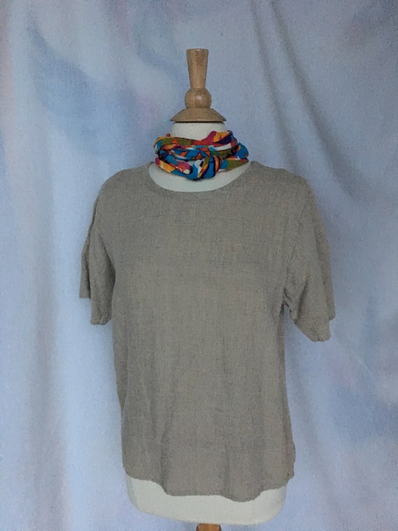 Vintage 90’s Light Beige Linen Top by “FLAX” - image 1