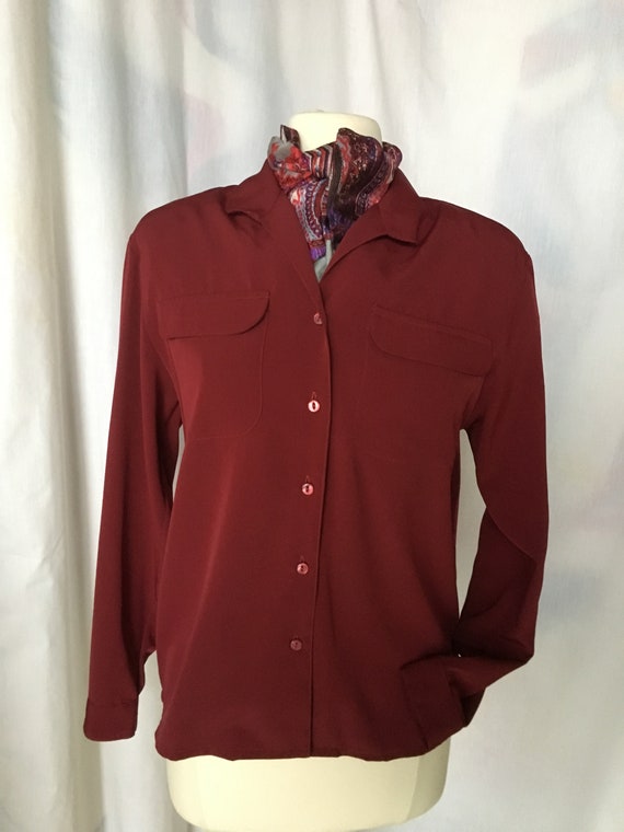 Vintage 90’s Burgundy Blouse by Worthington Essen… - image 3