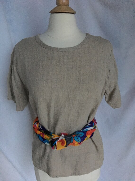 Vintage 90’s Light Beige Linen Top by “FLAX” - image 2