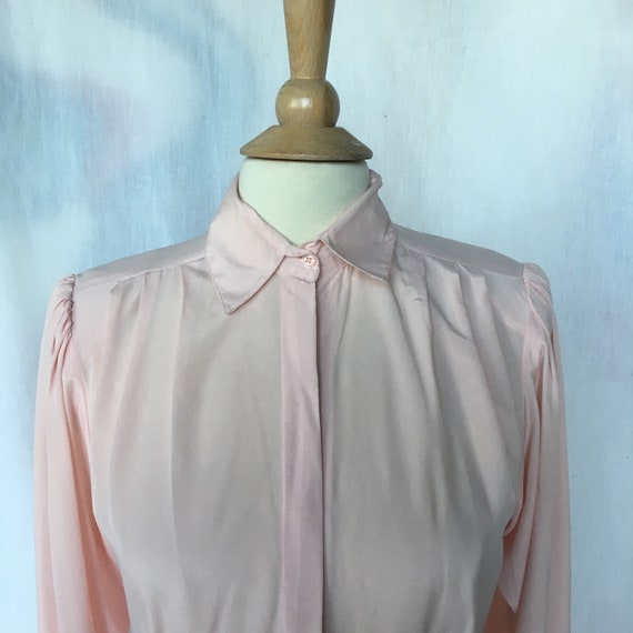 Vintage 80’s/90’s Pale Pink Silky Blouse by “NOTC… - image 2