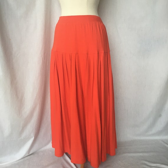 Vintage 90’s Orange Knit Pleated Maxi Skirt - image 2