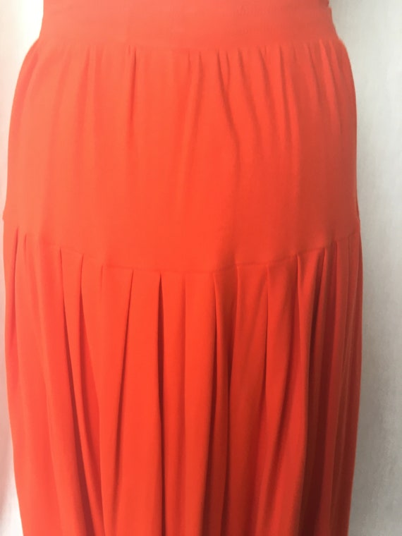 Vintage 90’s Orange Knit Pleated Maxi Skirt - image 6