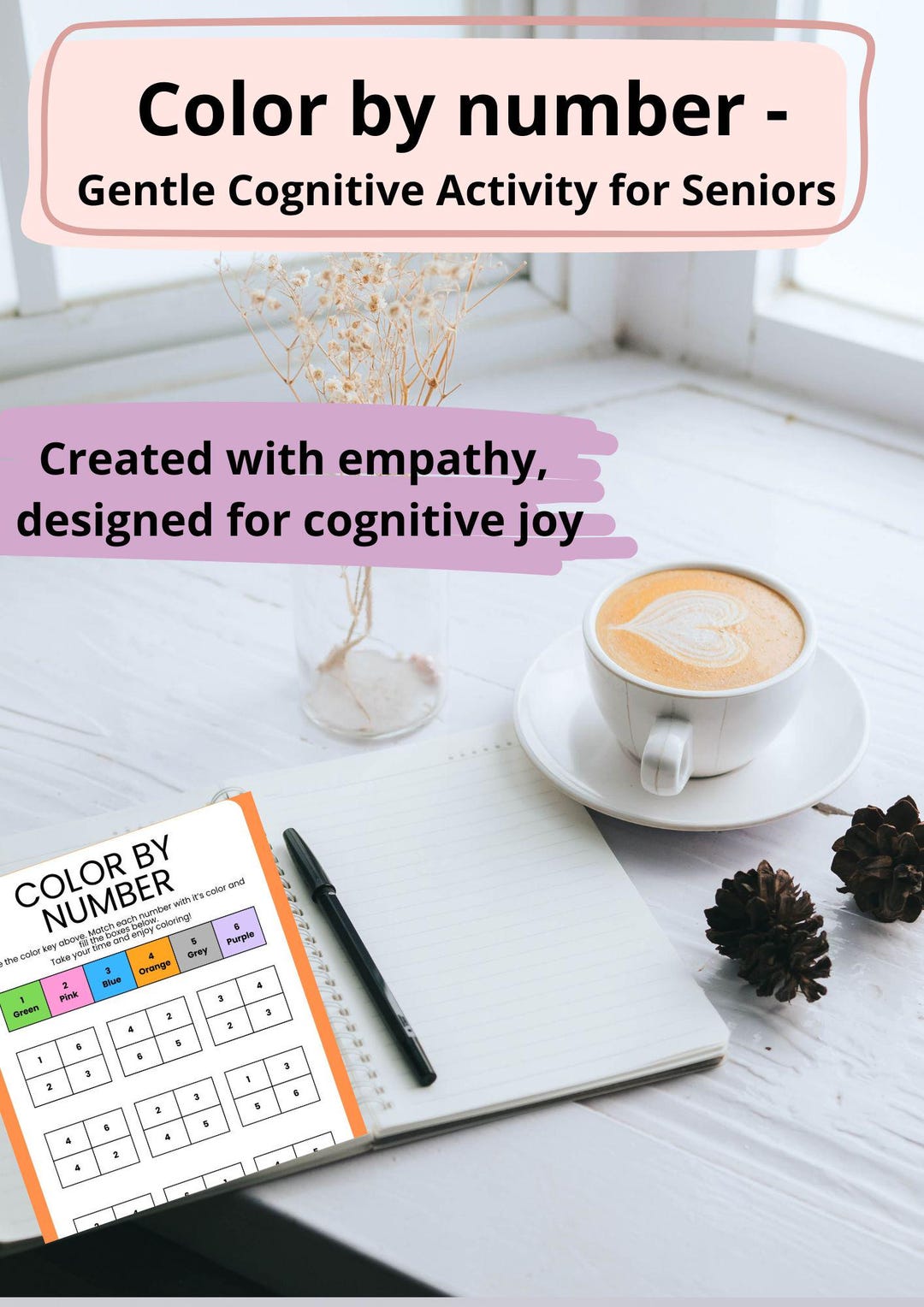 Color by Number for Seniors - Gentle Cognitive Activity Printable ...