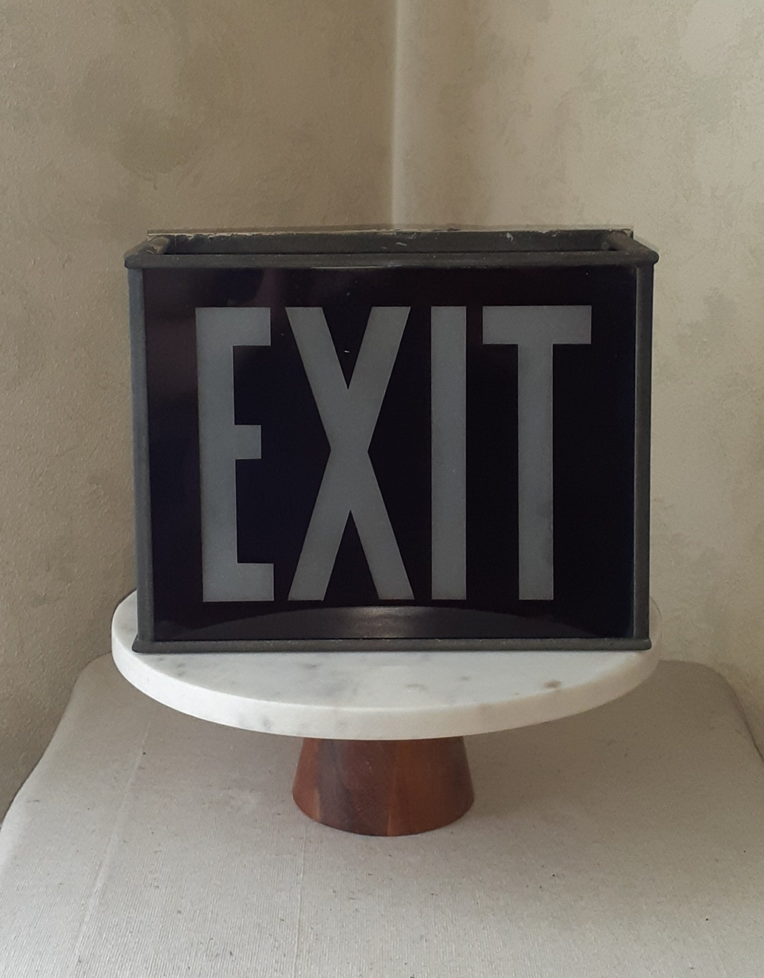 Rare Original Antique Gas Lit Red Exit Sign, With Brass Gas Valve ...