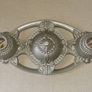 Antique Vintage 1920s 1930s Cast Iron Art Deco Victorian 2 Bulb Light Flush Mount Ceiling Fixture Ornate Details Lighting Fixtures Markel
