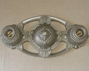 Antique Vintage 1920s 1930s Cast Iron Art Deco Victorian 2 Bulb Light Flush Mount Ceiling Fixture Ornate Details Lighting Fixtures Markel