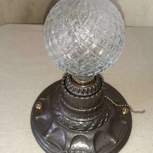 Antique Vintage 1920s 1930s Flush Mount Ceiling Single Light Fixture Markel Cast Iron Vintage Lighting Stamped M.E.P. Inc Art Deco Ornate