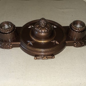 Antique Vintage 1920s 1930s Cast Iron Art Deco Victorian 2 Bulb Light Flush Mount Ceiling Fixture Ornate Details Lighting Fixtures Markel
