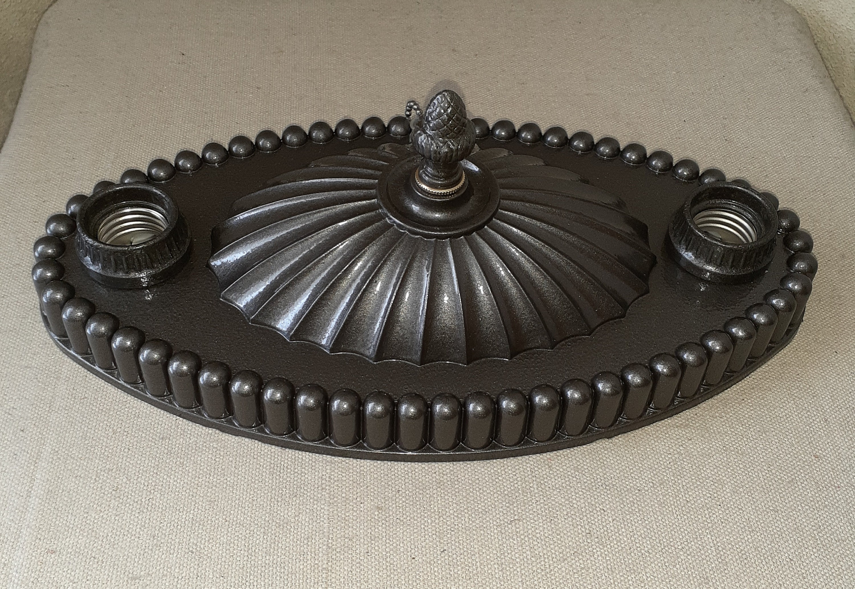 Antique 1920s 1930s Art Deco 2 Bulb Ceiling Light Fixture