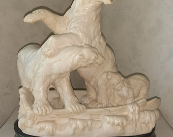 Vintage Signed A Santini Beautiful 3 Polar Bear Italian Sculpture Excellent Condition Large