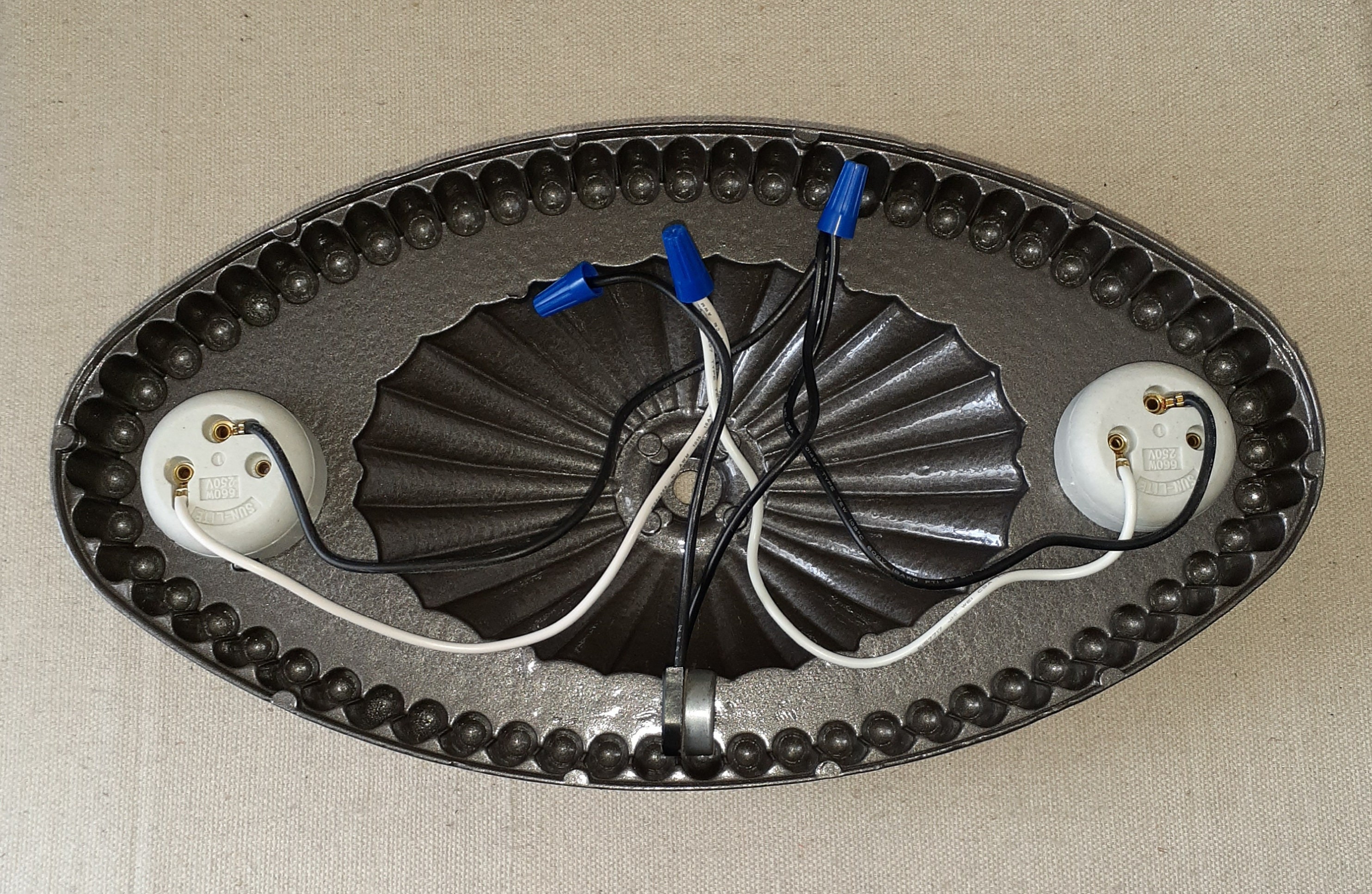 変壺 Antique 1920s 1930s Art Deco 2 Bulb Ceiling Light Fixture
