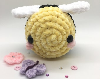 medium size Bee Plush, crochet bumblebee
