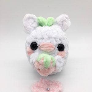 Cute bunny holding strawberry, crochet strawberry bunny rabbit, cute crochet gifts, amigurumi rabbit plush, bunny gifts