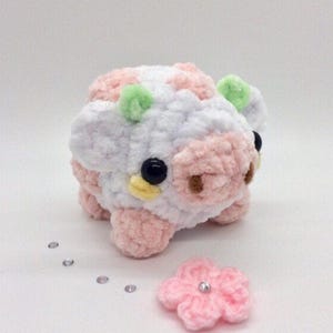 strawberry cow plush, crochet cow
