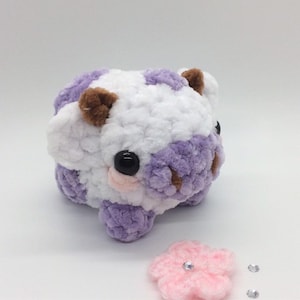 lavender cow plush, crochet cow, cow plushie, cute desk friend, cute gifts, handmade gifts, cute plushies, purple gifts,
