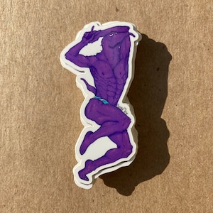 Worm on a String Sticker PURPLE - 1.6&quot; x 2.5&quot; Funny Vinyl Sticker Glossy