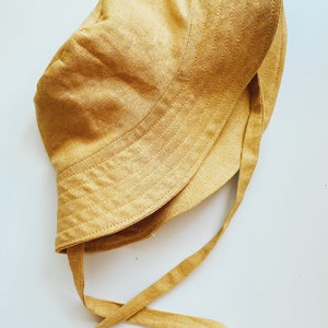 brimmed mustard linen sun hat