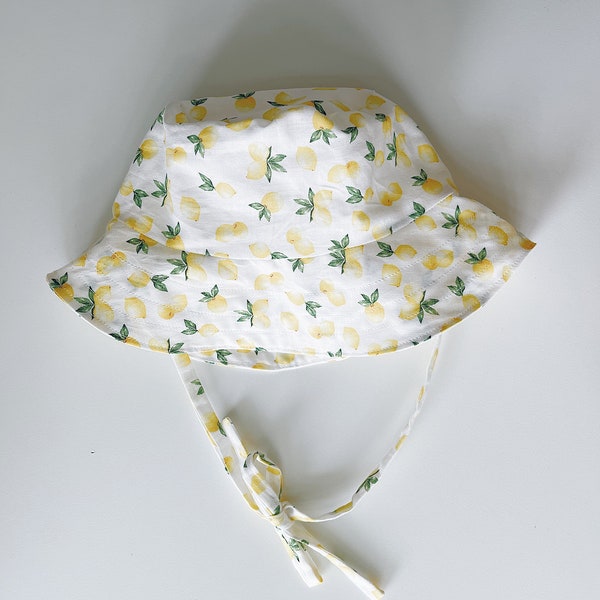 brimmed lemon print baby sun hat