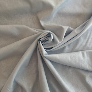 100% Linen Fabric, Baby Blue, Soft Pale Blue Linen Fabric by the Half Yard