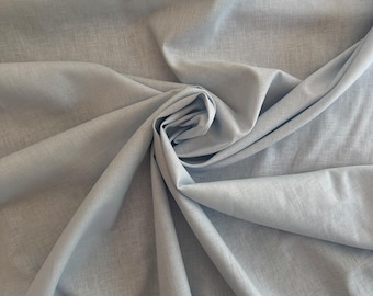 100% Linen Fabric, Baby Blue, Soft Pale Blue Linen Fabric by the Half Yard