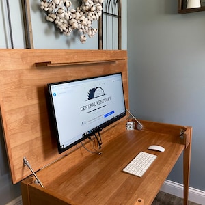 Hidden Monitor Desk, Lift top desk, Wooden Desk, cherry desk, solid cherry desk, efficient desk, secret desk, maple desk, oak desk, custom