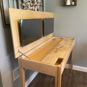 Hidden Monitor Desk, Lift top desk, Wooden Desk, cherry desk, solid cherry desk, efficient desk, secret desk, maple desk, oak desk, custom image 3