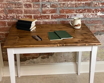 Handcrafted Wooden Desk – Solid Wood Desk for Home Office, Rustic Workstation