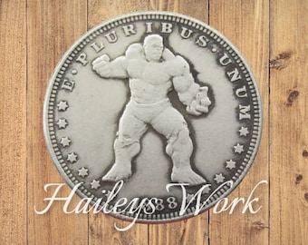 New Hobo Nickel Marvel The Hulk Big Green Super Hero Design Morgan Dollar Silver Casted US American Unique Carved Challenge Coin