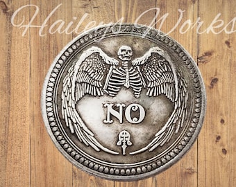 New Hobo Silver Yes or No Challenge Coin Angel of Death or All Seeing Eye Casted US American Unique Carved Coin Rare Punk Biker Rare
