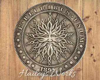 New Hobo Nickel Tree of Life Nature Ancient God Greek Roman Morgan Dollar Silver Casted US American Unique Carved Coin Punk Biker Rare