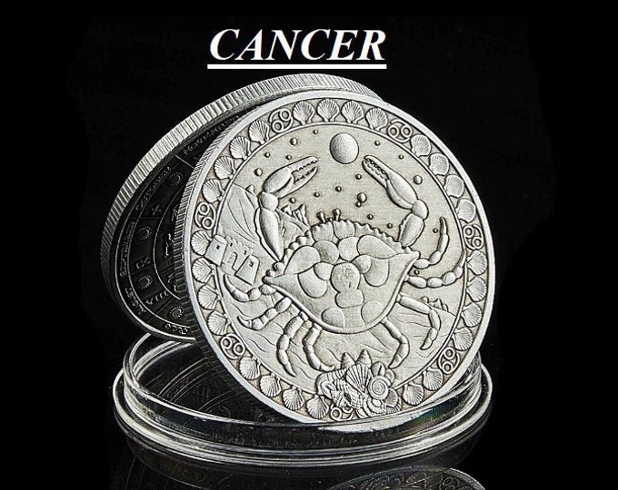 Cancer -- Horoscope Zodiac Coin Gemini, Aquarius, Aries, Leo, Scorpio, Libra, Pisces, Taurus, Capricorn, Virgo, Sagittarius Constellation