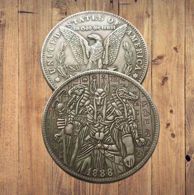 Бродяга Монета Бог Смерти Анубис Египет Египетский Фэнтези Американский Доллар Монета США Жетон 2 — изображение