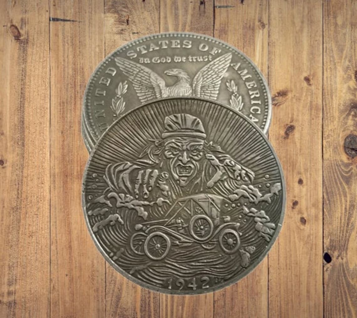 Новый Бродяга Никель Старик Винтаж Классический Автомобиль Великая Депрессия Фэнтези Доллар Моргана Серебро Литое США Уникальная Американская Уникальная Резная Монета Редкая 1 — изображение
