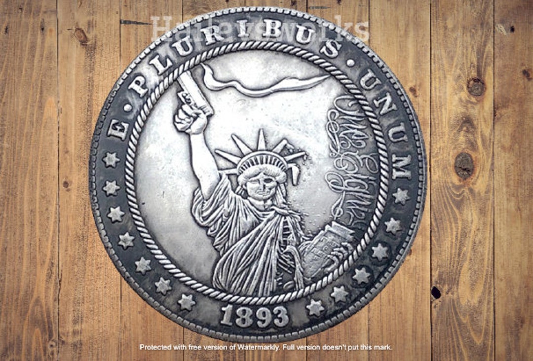 Hobo Nickel Woman Skull Statue of Liberty With Gun Military Morgan ...