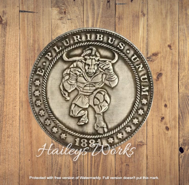 Новый Хобо Никель Бык Фондовый рынок ММА Боевое животное Морган Доллар Серебро Отлитая американская уникальная резная монета Редкий панк-байкер Редкий 1 — изображение