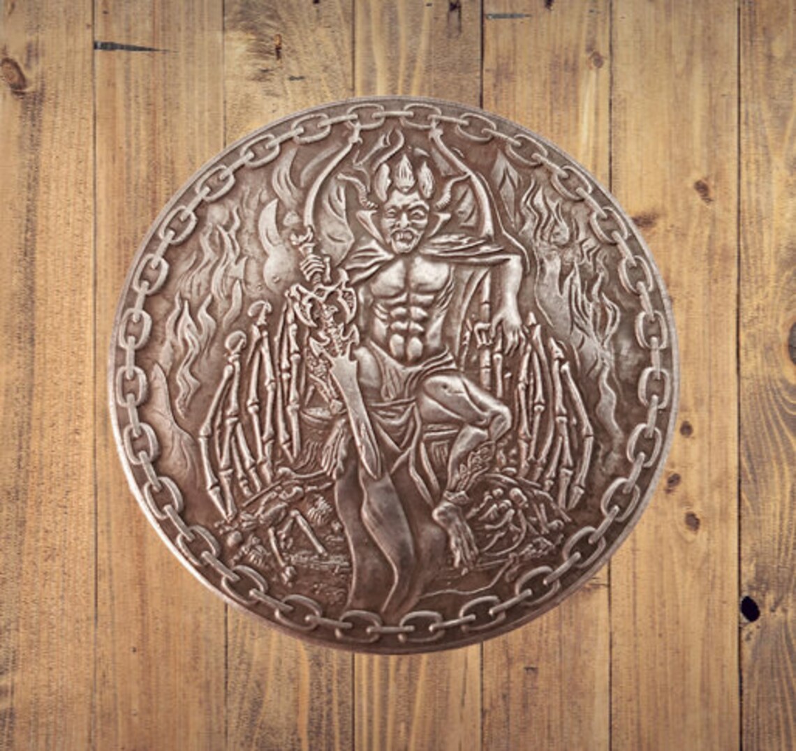 Бродяга Монета Сатана Сидит на Троне в аду Гот Злая Магия Фэнтези Американский доллар Жетон монеты США 1 — изображение