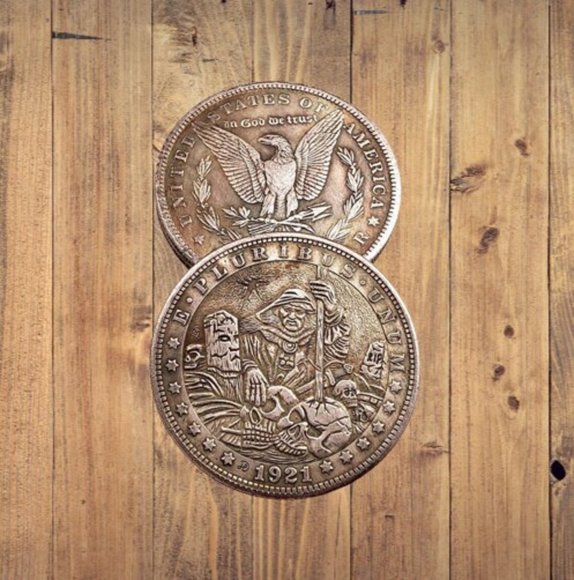 Бродяга, никель, темный волшебник, волшебник, кладбище, череп, скелет, доллар Моргана, литой американский уникальный художественный резной монета бродяги, памятный редкий жетон 1 — изображение