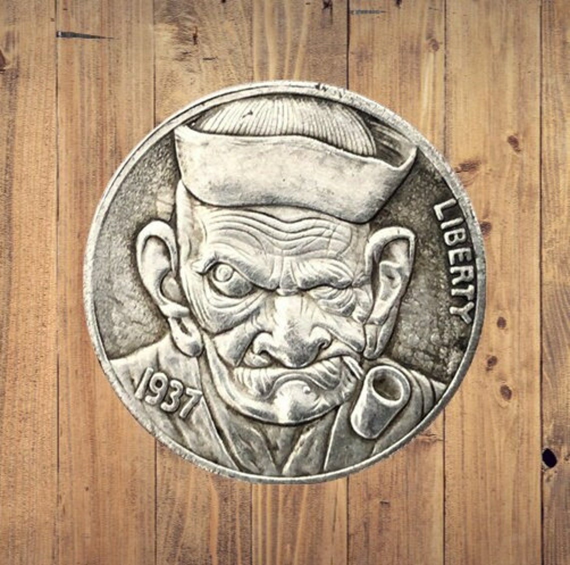 Hobo Nickel Sailor Popeye Movie Мультфильм Классический фильм Серебро Американский американский никель Уникальная резная редкая монета Памятная медаль Жетон 1 — изображение