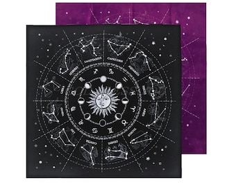 12 Constellations Tarot Card Tablecloth 50cm X 50cm Velvet Divination Altar Cloth Board Game Fortune Astrology Oracle Card Pad