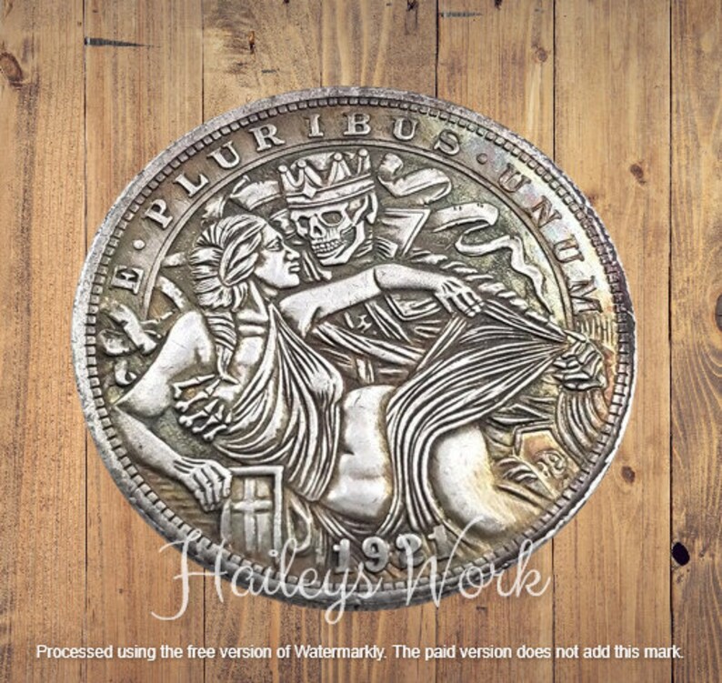 Hobo Coin Medieval Skull King and His Queen US American Dark Art Dollar Hobo Nickel