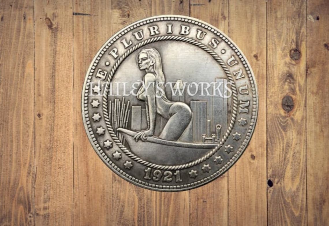 Hobo Монета Сексуальная женщина Город Просмотр Аниме Мультфильм Морган Доллар Серебро Отлитый США Рождество Уникальный резной вызов Монета Редкий панк 1 — изображение