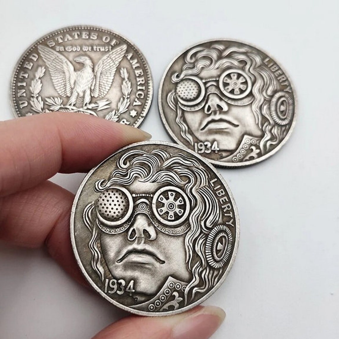 Hobo Coin Steampunk Kid Gear Head Косплей Фэнтези Американский доллар США Монета Жетон 2 — изображение