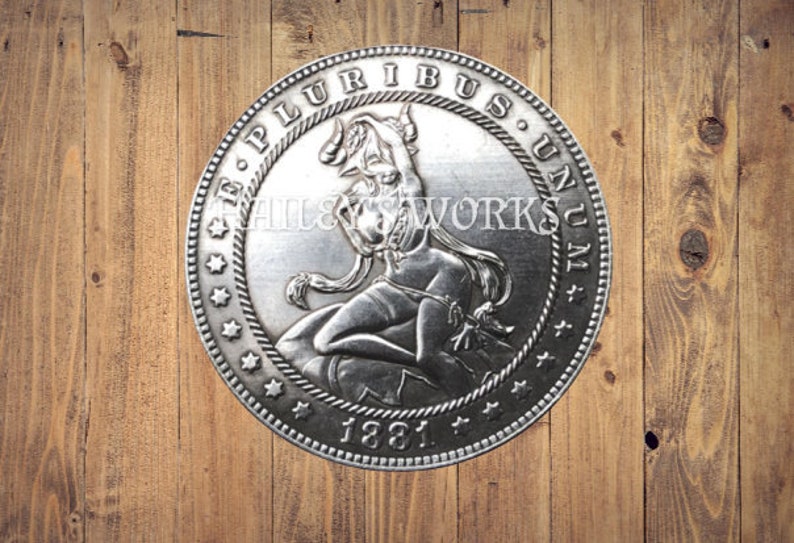 Хобо Никель Сексуальная женщина Дьявол Демон Аниме Мультфильм Морган Доллар Серебро Отлитый США Рождество Уникальный резной вызов Монета Редкий панк 1 — изображение