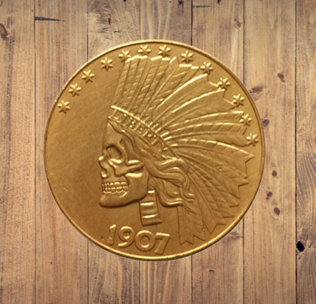 Gold Hobo Coin Skull Indian Skeleton Fantasy American Dollar US Coin ...