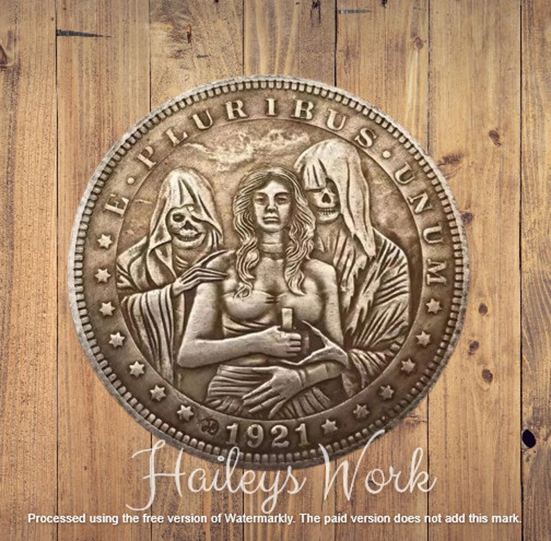 New Hobo Nickel Woman Alone in the Dark With Demons Dark Art Gothic Morgan Dollar Silver US Unique American Carved Challenge Coin