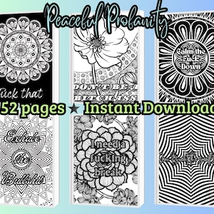Peaceful Profanity - Adult Curse Word Coloring Book PDF | Calming & Inspirational Swear Word Coloring Pages | Funny Stress Relief Gift