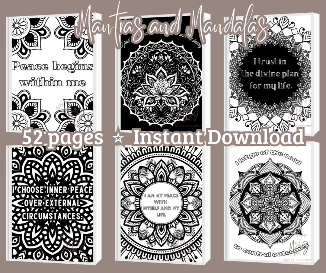 Mantras and Mandalas Coloring Pages-52 Pages of Intricate and ...